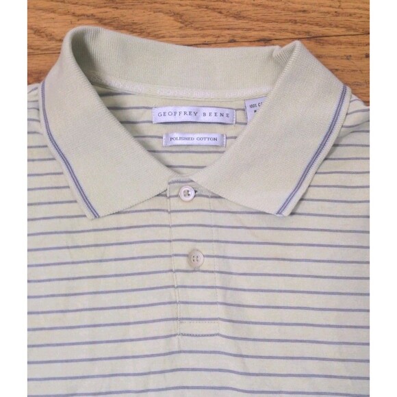 New Men's Geoffrey Beene Stretch Polo Shirt Size XL S/S Green Purple Striped NWT - Picture 5 of 10